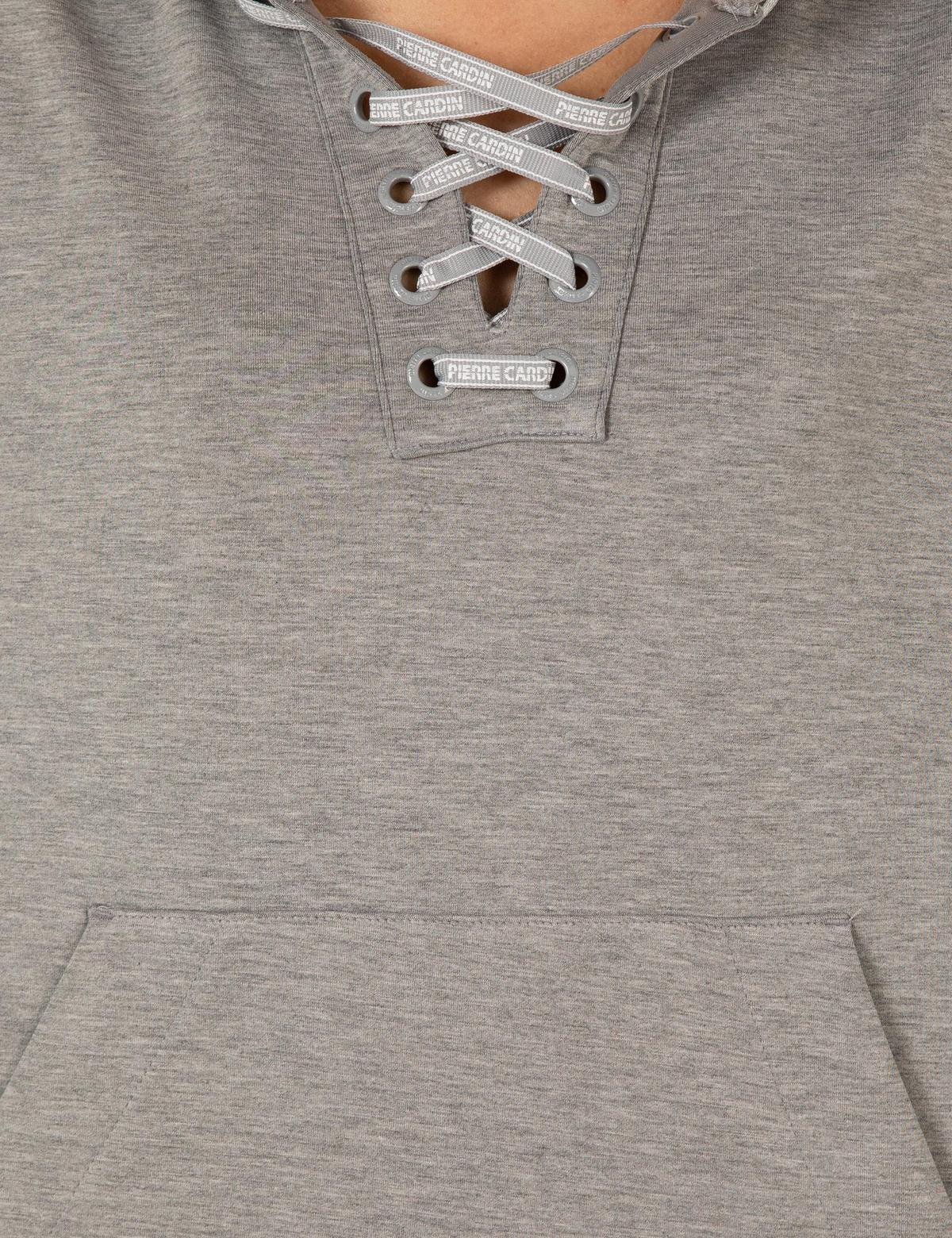 Gri Melanj Oversize Kapüşonlu Sweatshirt - 50253518029