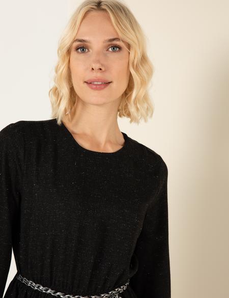 Siyah Dokuma Elbise - 50257248003