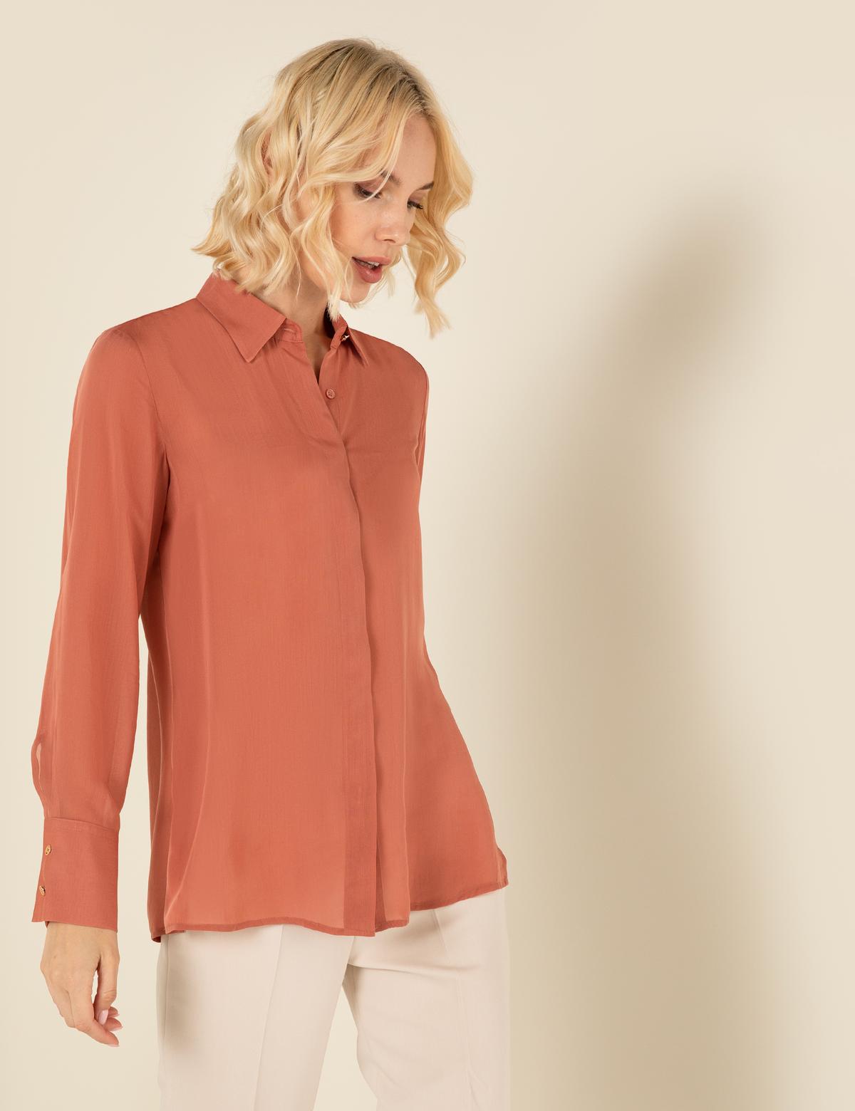 Turuncu Regular Fit Uzun Kollu Gömlek - 50253514012