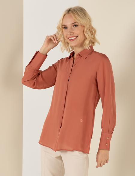 Turuncu Regular Fit Uzun Kollu Gömlek - 50253514012
