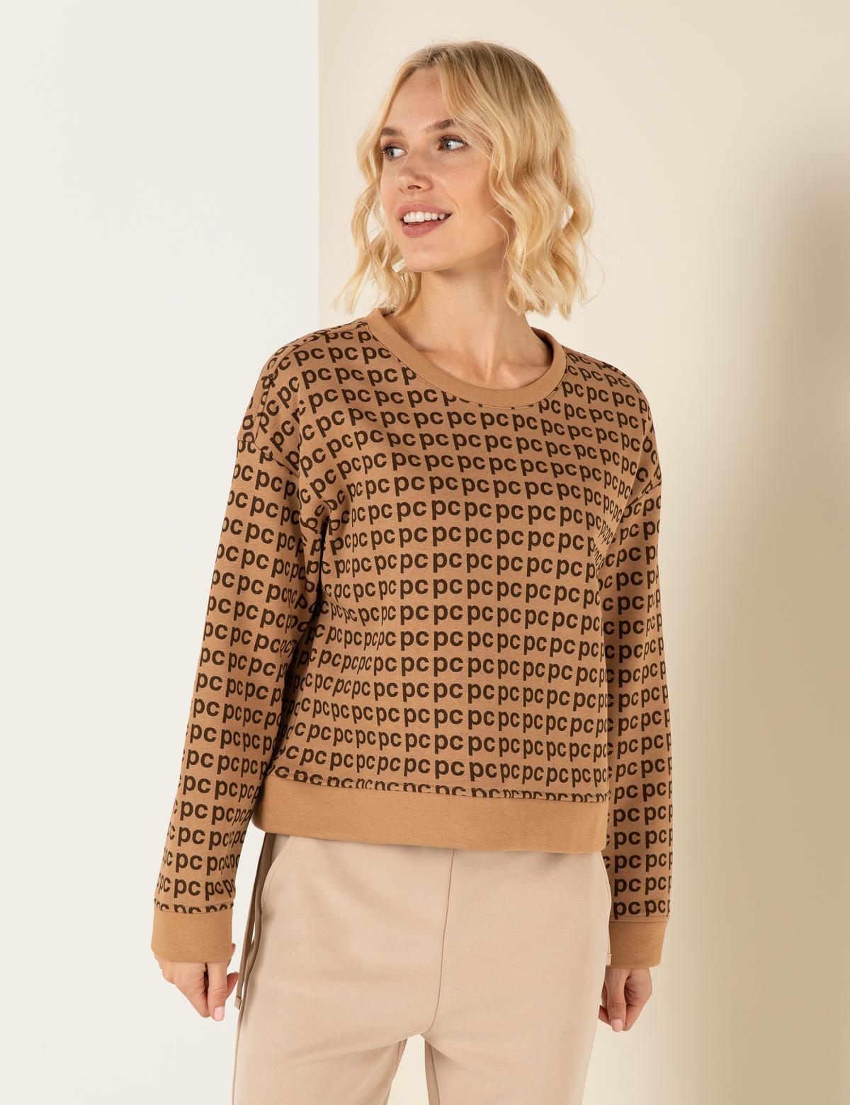 Camel Crop Top Sweatshirt - 50254422003