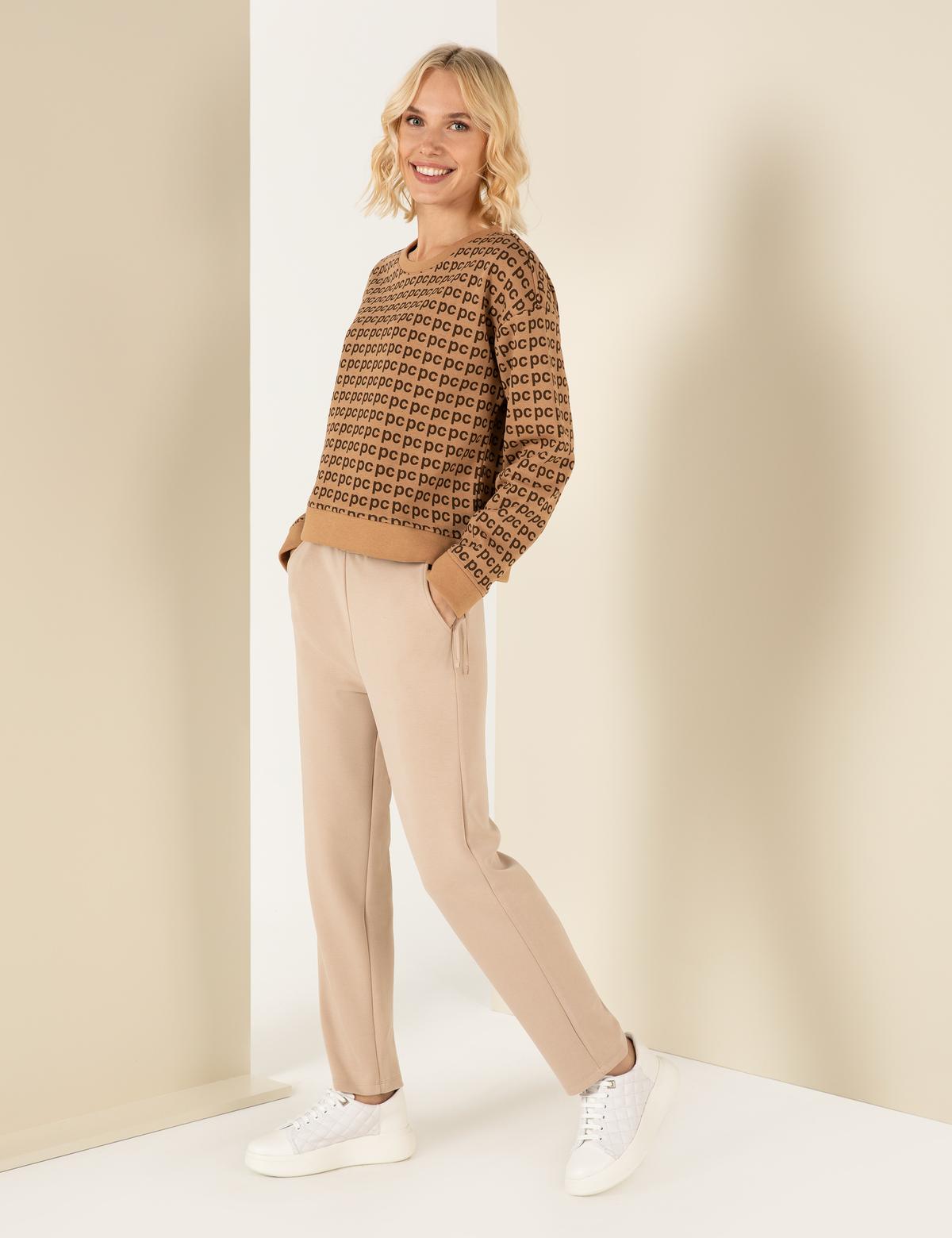 Camel Crop Top Sweatshirt