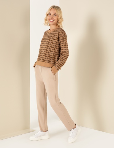 Camel Crop Top Sweatshirt