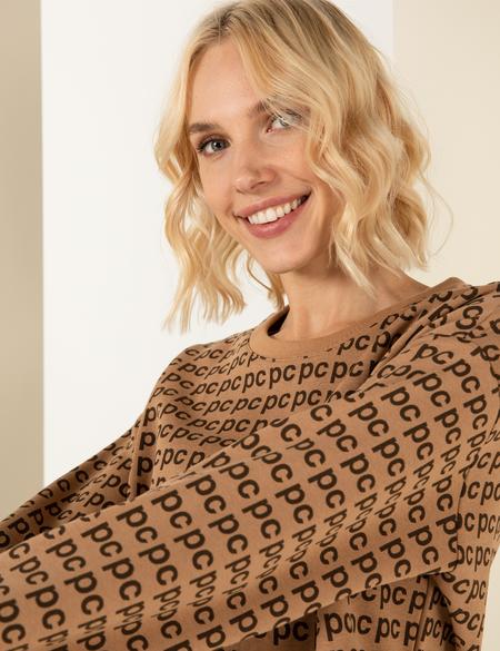 Camel Crop Top Sweatshirt - 50254422003