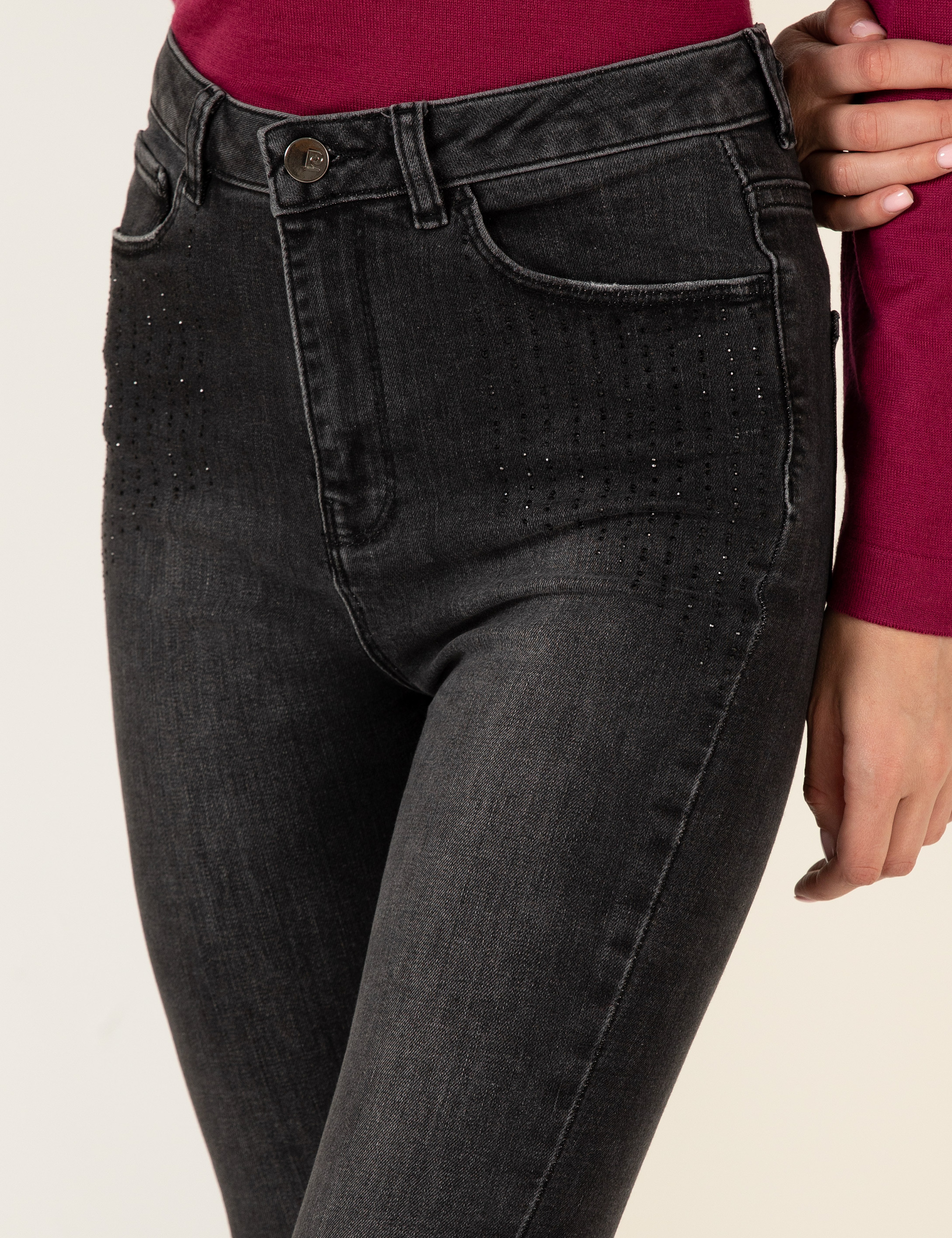 Antrasit Skinny Fit Jean Pantolon - Image 6