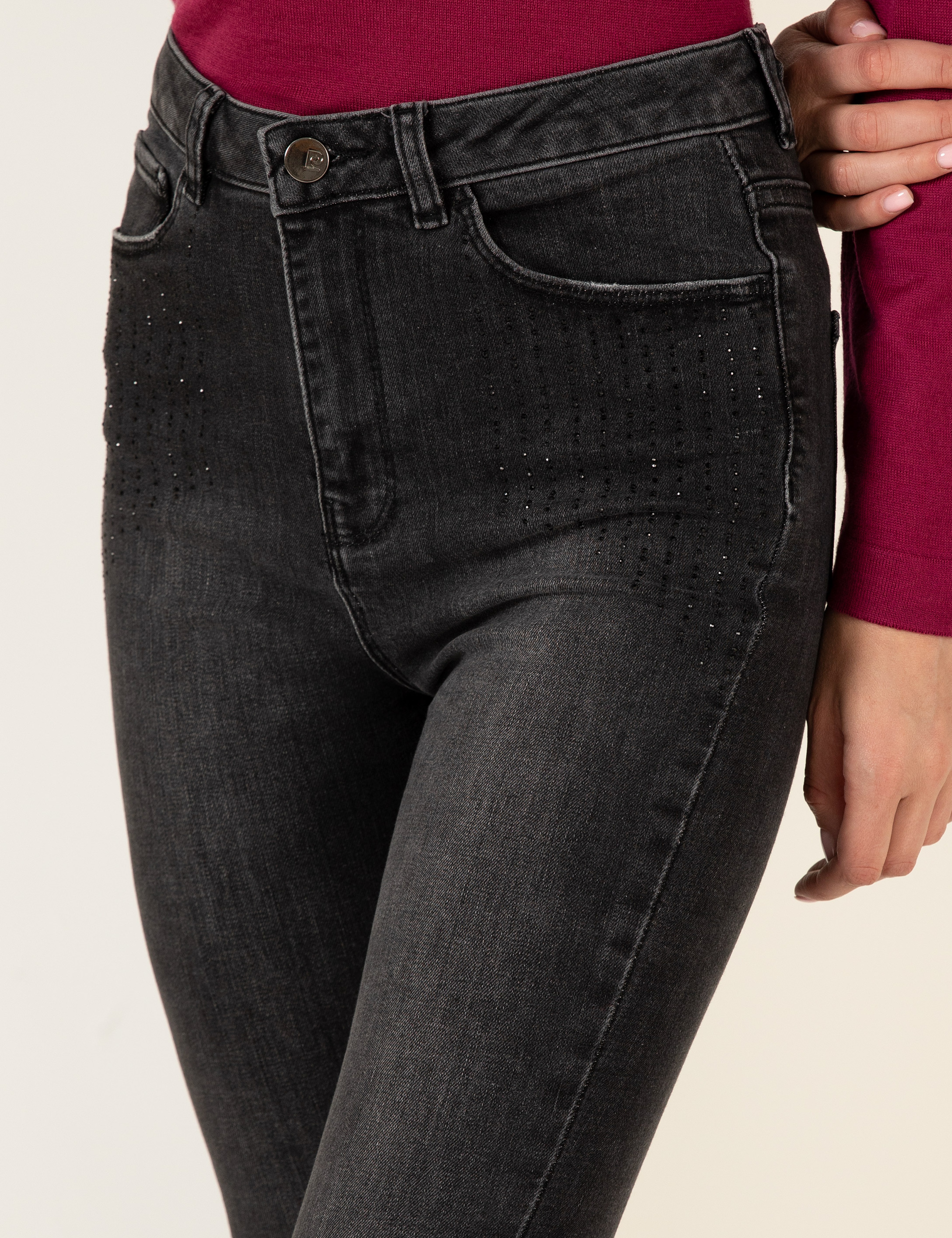 Antrasit Skinny Fit Jean Pantolon