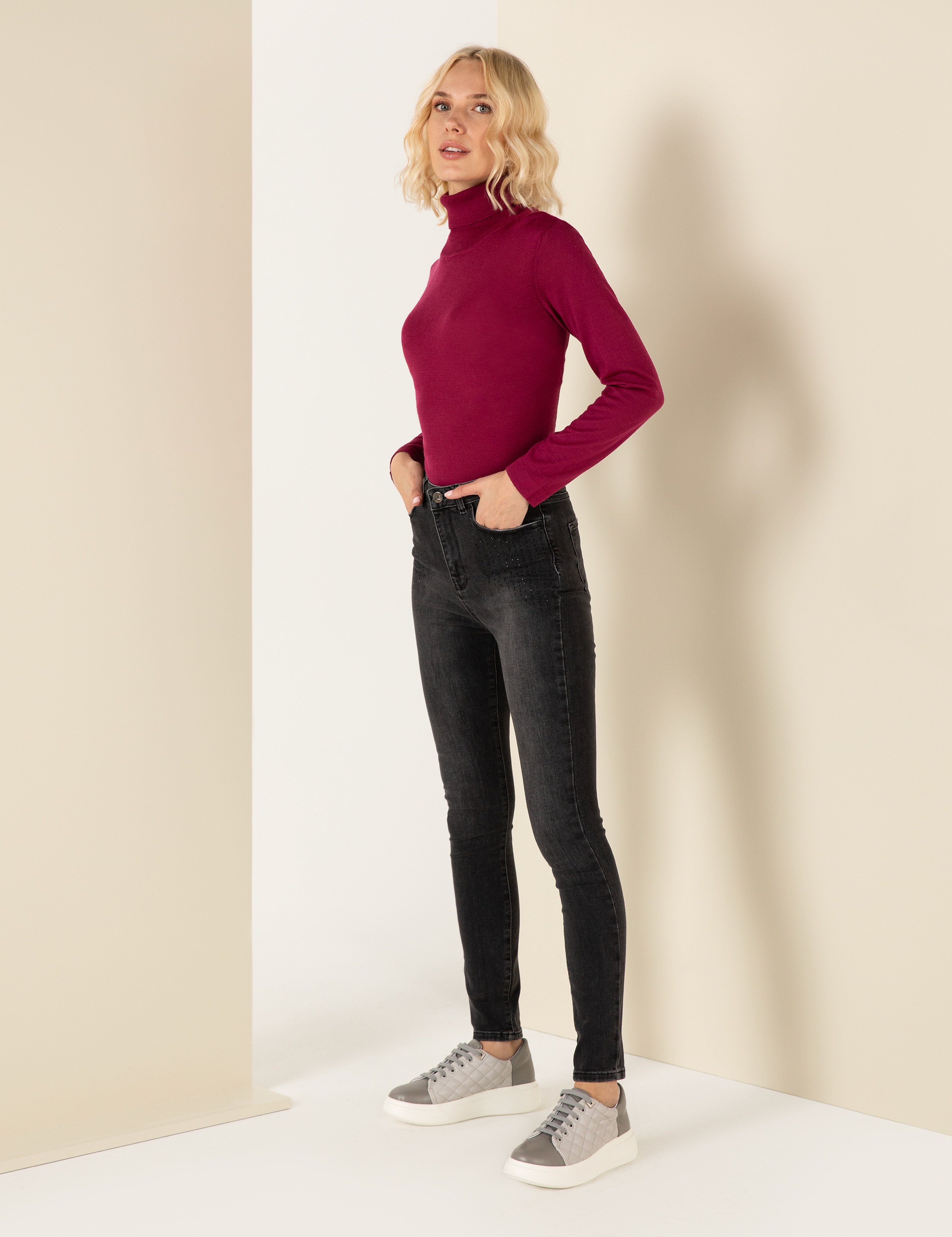 Antrasit Skinny Fit Jean Pantolon - Image 1