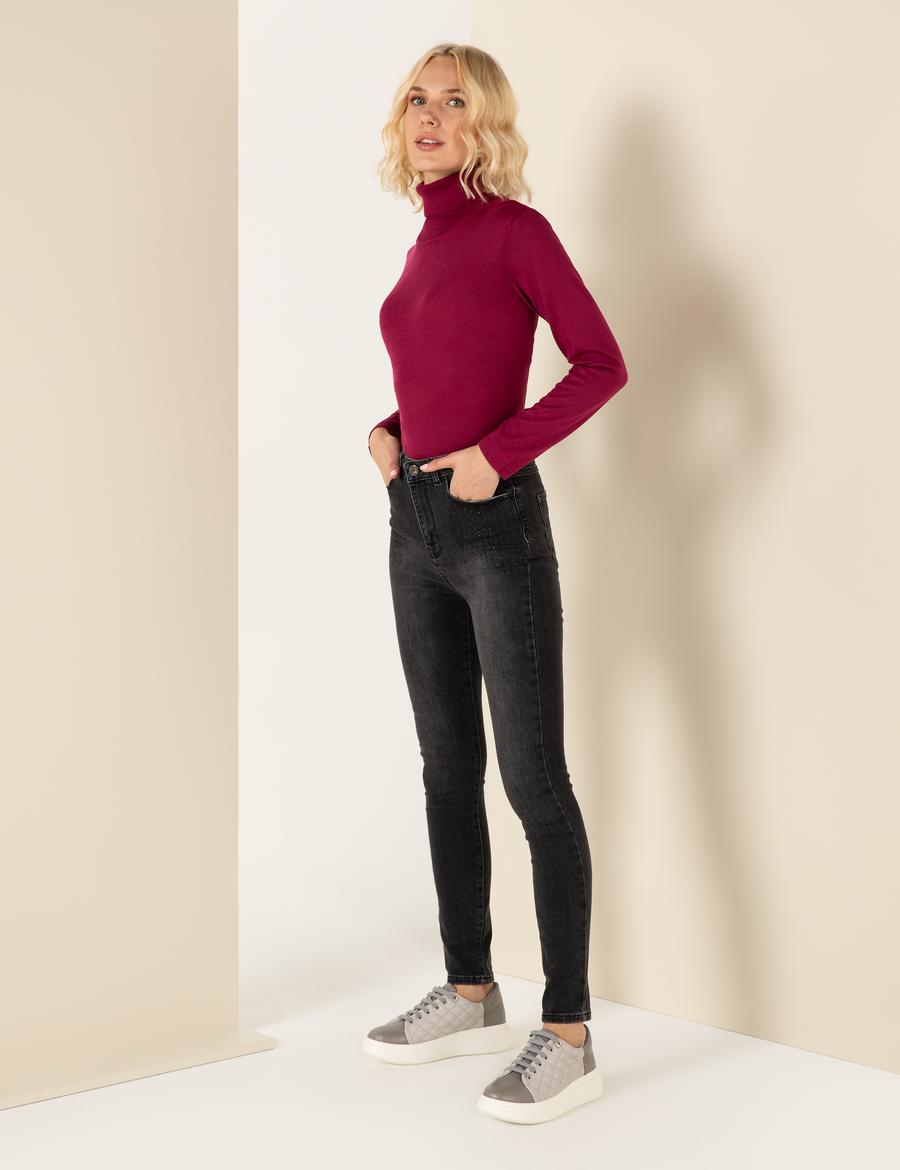 Antrasit Skinny Fit Jean Pantolon
