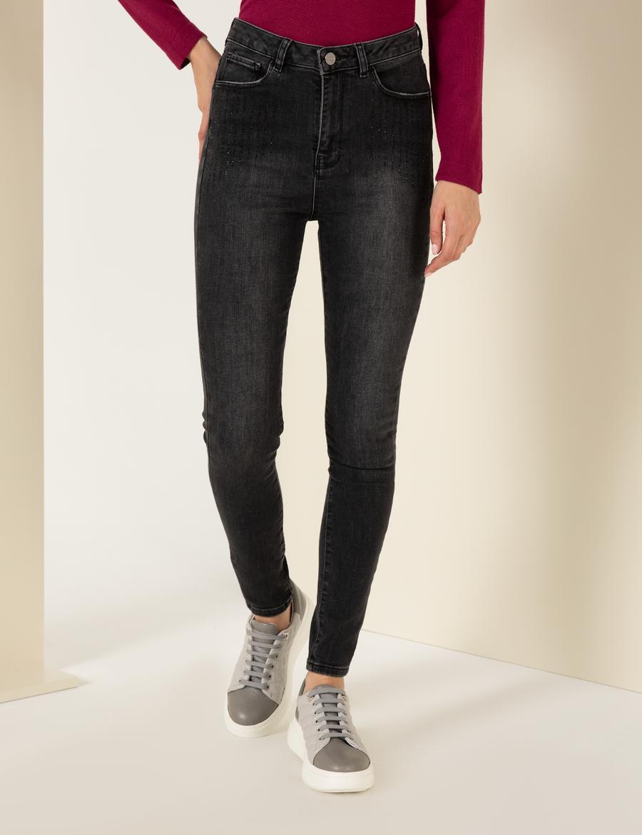 Antrasit Skinny Fit Jean Pantolon