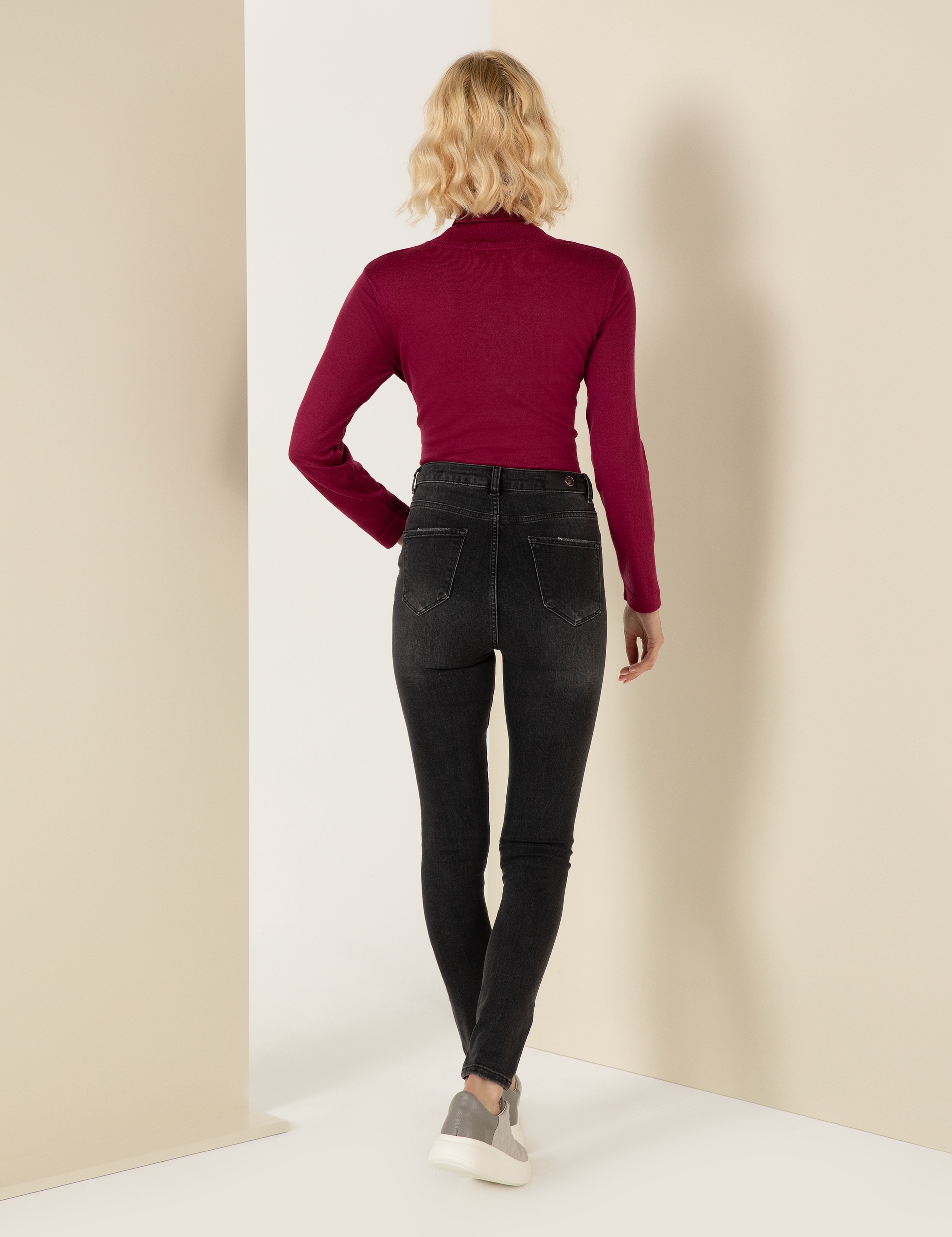 Antrasit Skinny Fit Jean Pantolon - Image 4