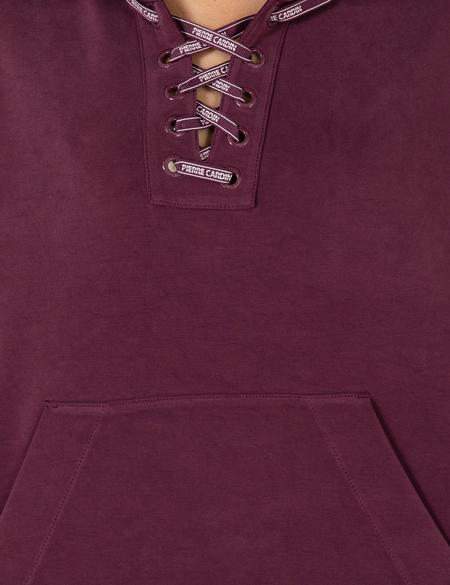 Mürdüm Oversize Kapüşonlu Sweatshirt - 50253518041