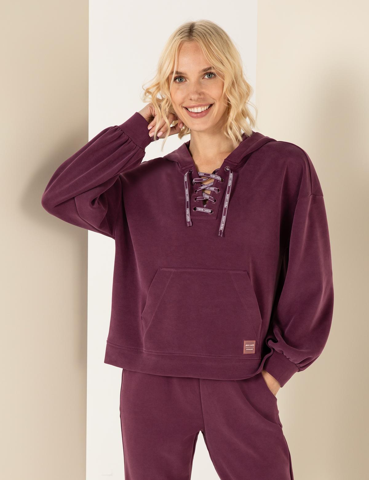 Mürdüm Oversize Kapüşonlu Sweatshirt