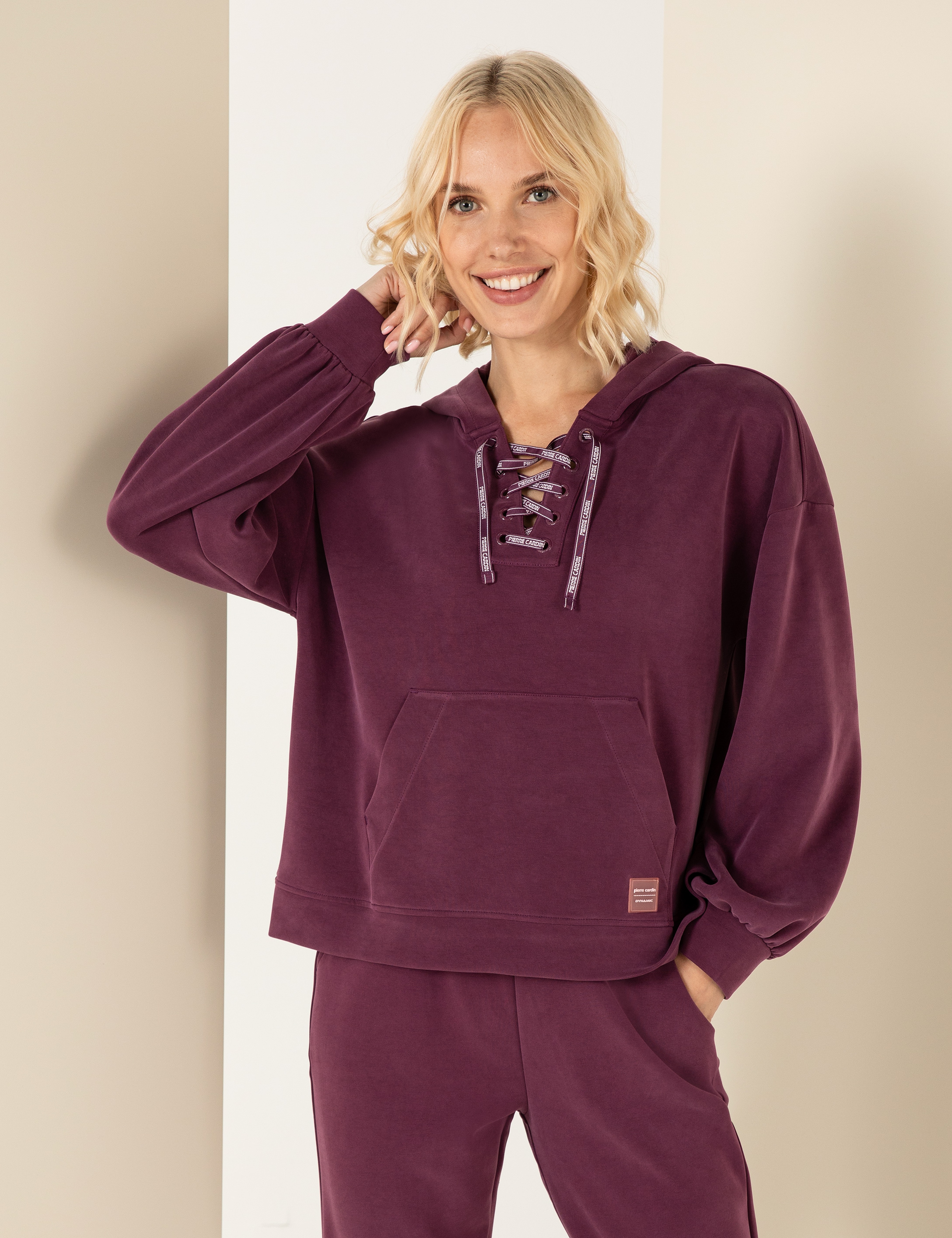 Mürdüm Oversize Kapüşonlu Sweatshirt - Image 1