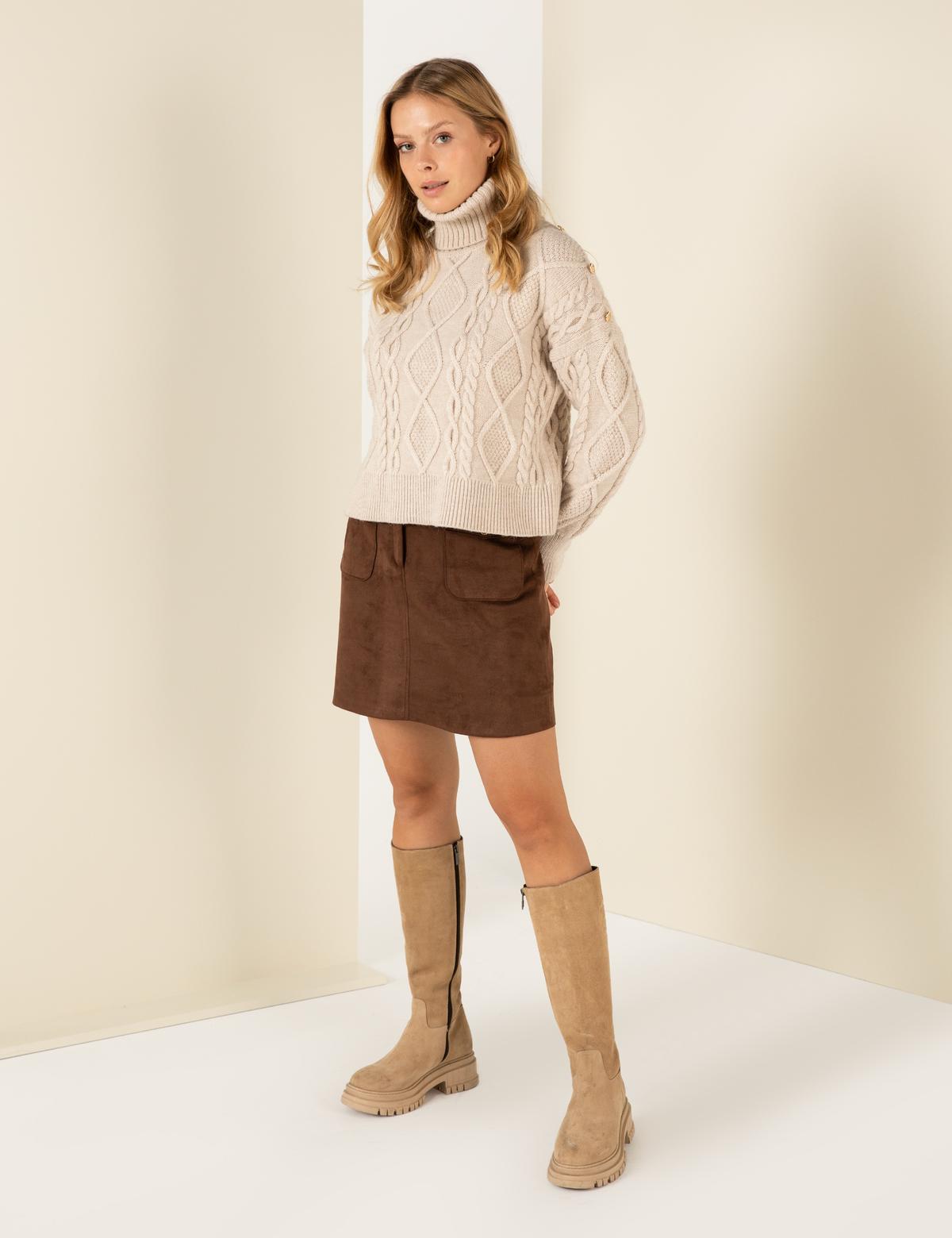 Kahverengi A Kesim Dokuma Etek - 50254467017