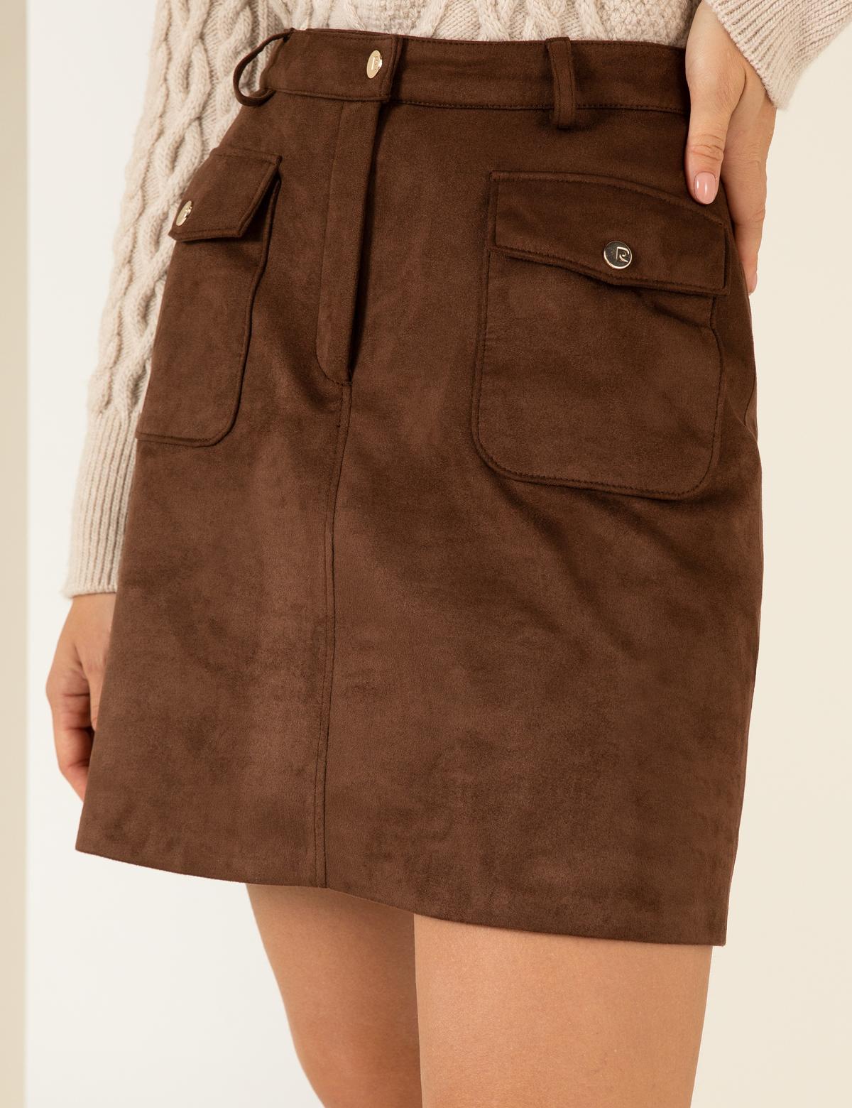 Kahverengi A Kesim Dokuma Etek - 50254467017