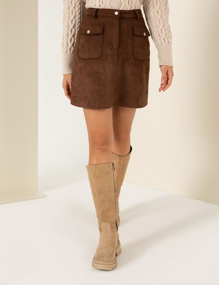 Kahverengi A Kesim Dokuma Etek - 50254467017