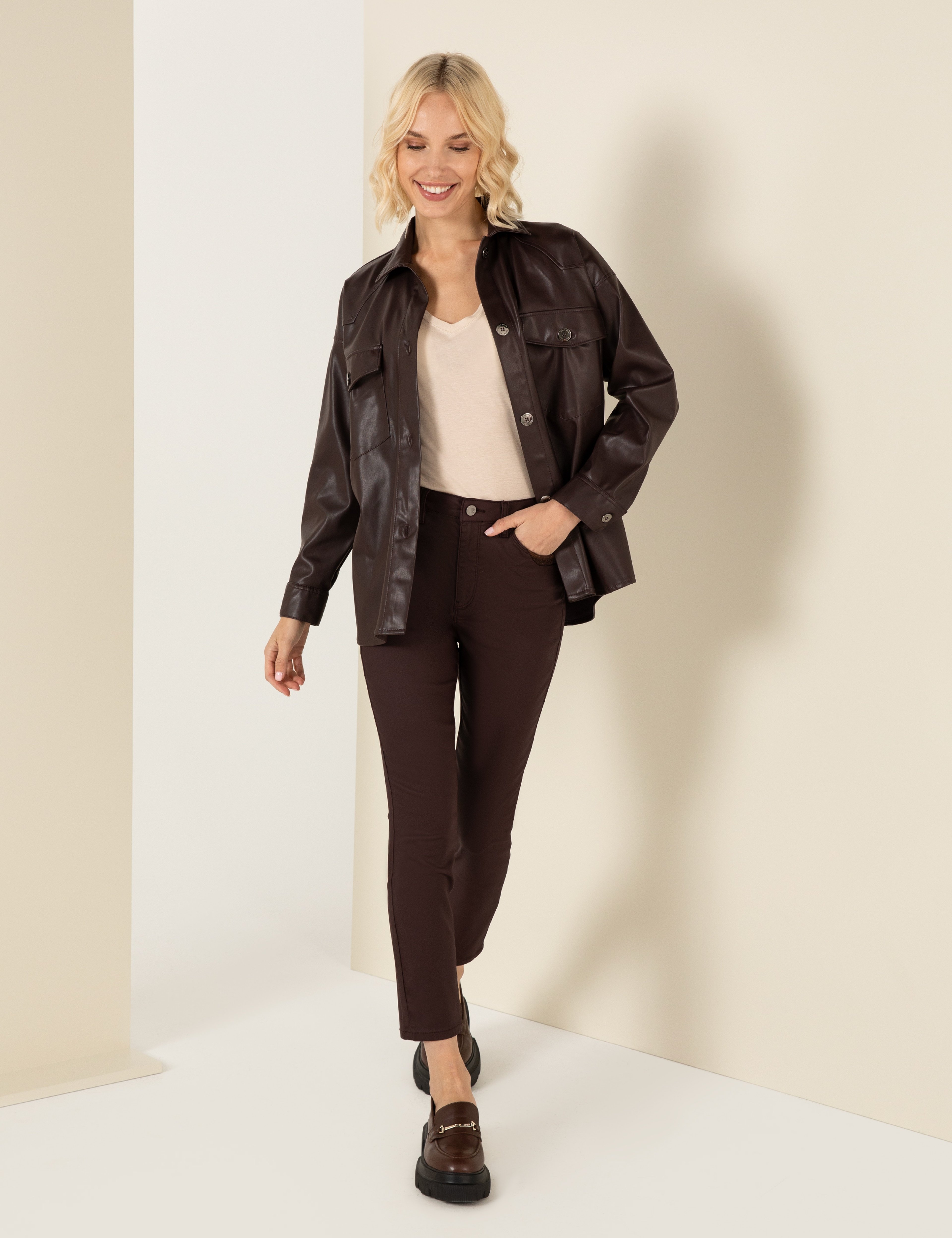 Bordo Cep Detaylı Slim Fit Spor Pantolon
