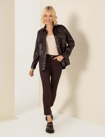 Bordo Cep Detaylı Slim Fit Spor Pantolon - 50254381005