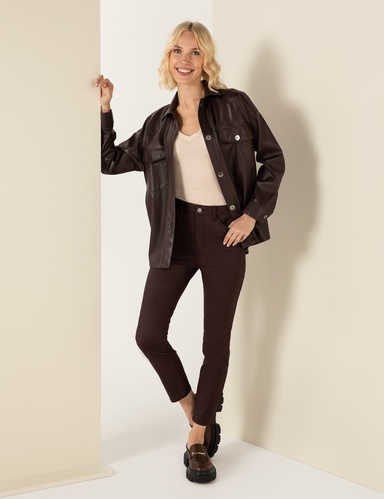 Bordo Cep Detaylı Slim Fit Spor Pantolon