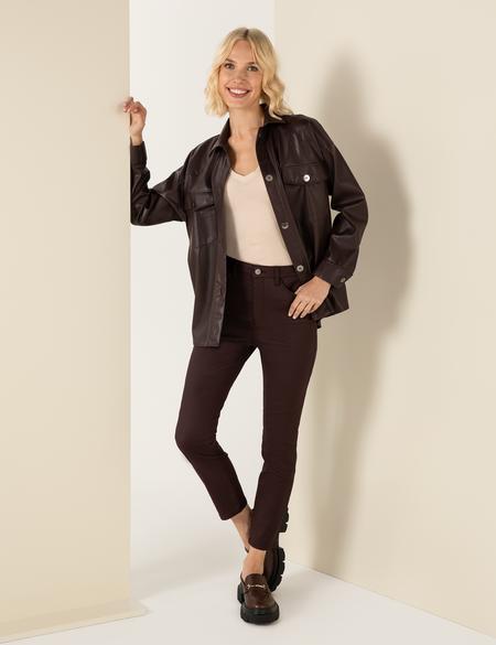 Bordo Cep Detaylı Slim Fit Spor Pantolon - 50254381005