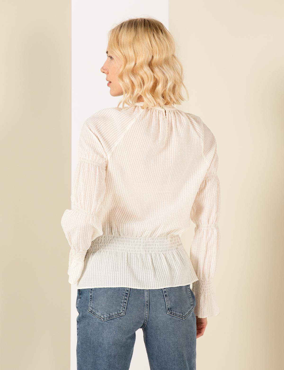 Ekru Comfort Fit Bluz - 50254162027