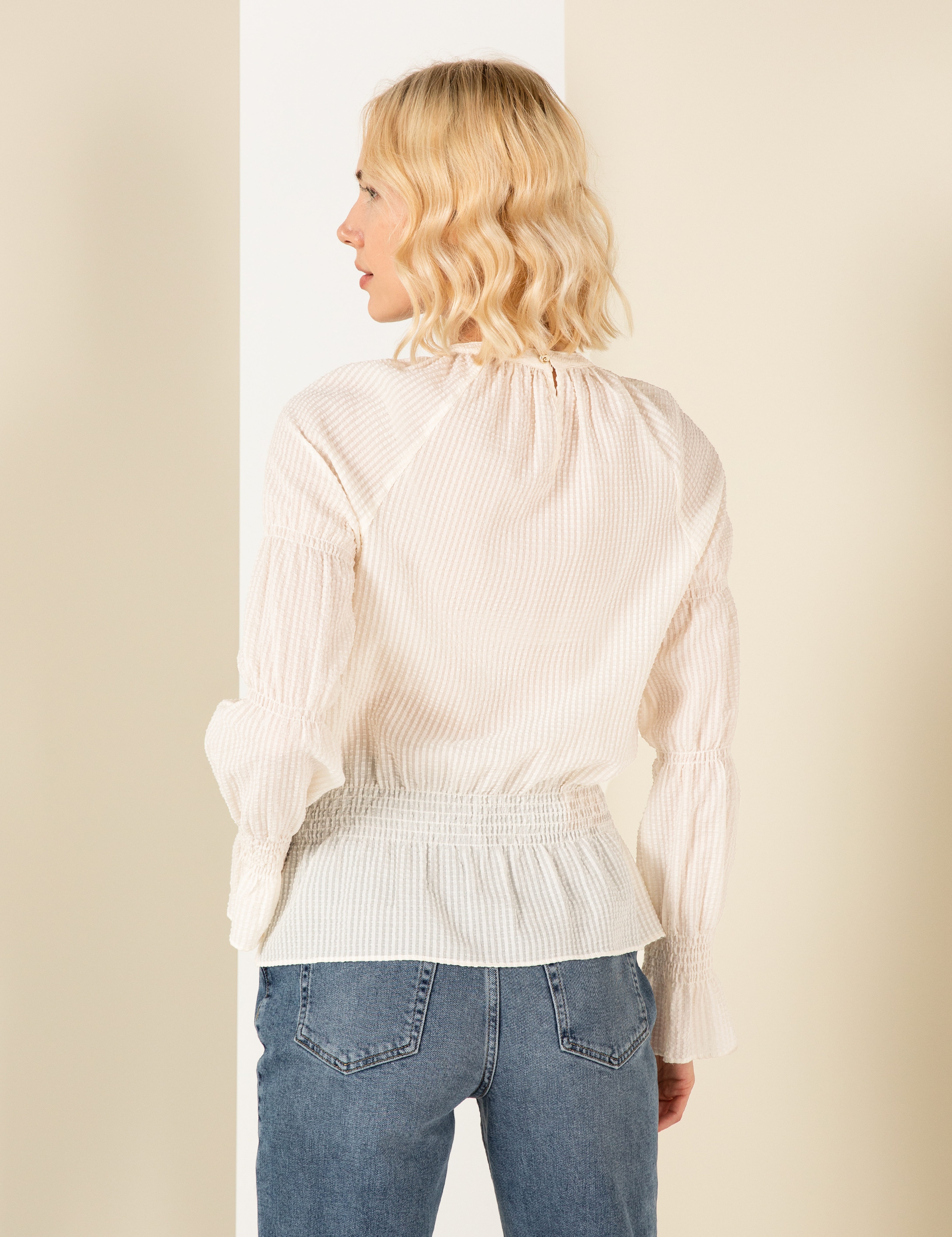 Ekru Comfort Fit Bluz - Image 5