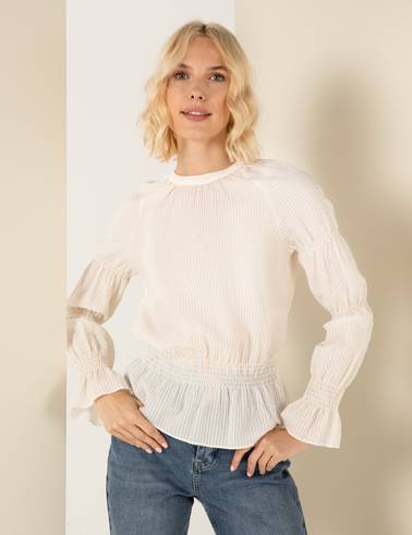 Ekru Comfort Fit Bluz