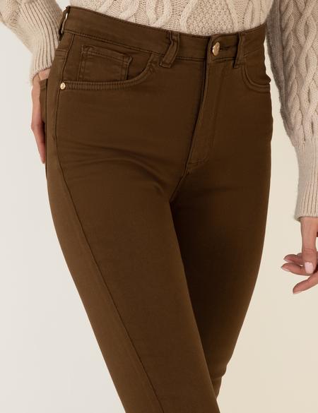 Kahverengi Skinny Fit Kanvas Pantolon - 50254391042