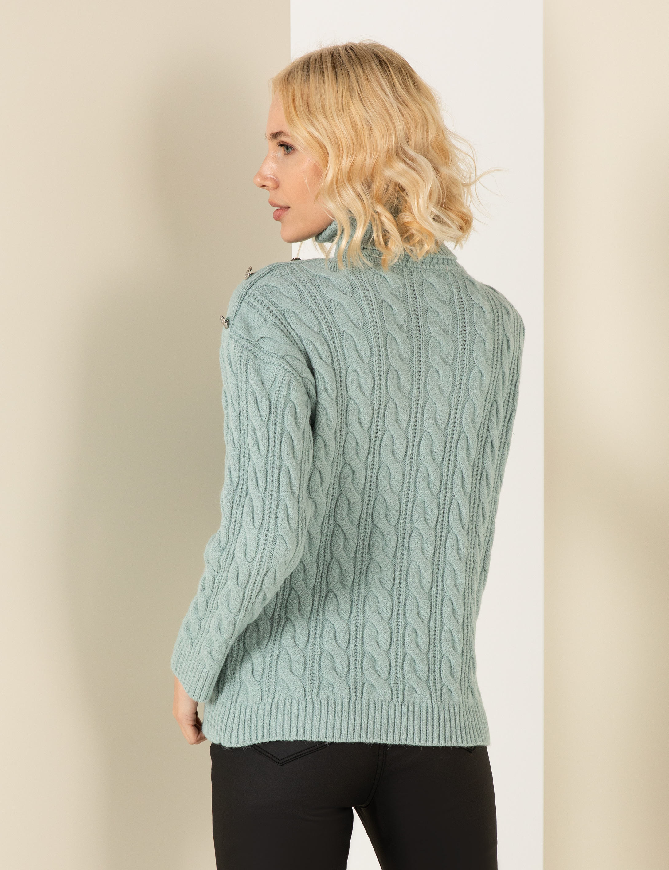 Pierre Cardin Mint Melanj Regular Fit Balıkçı Yaka Kazak görsel 5