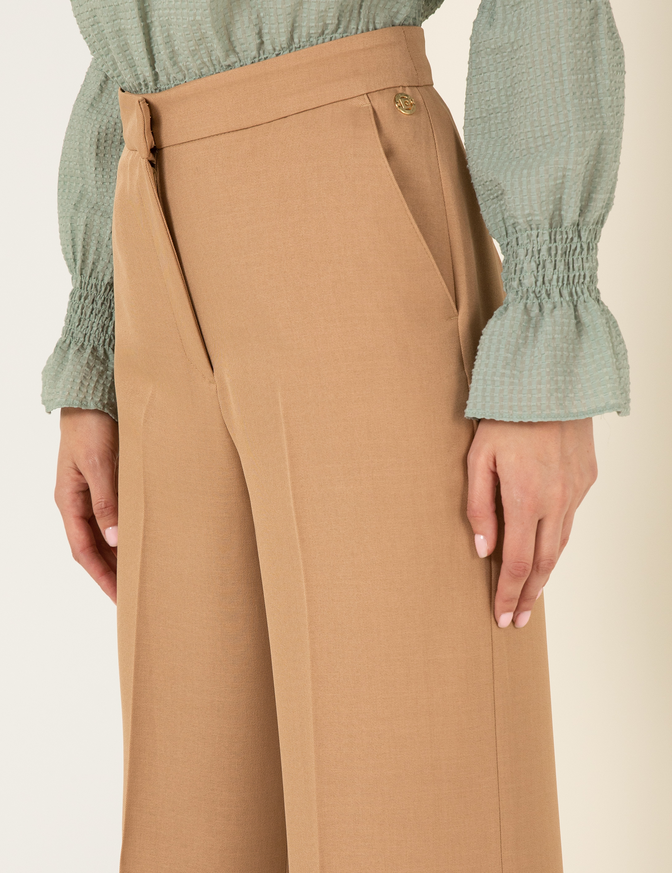 Pierre Cardin Bej Palazzo Pantolon görsel 6