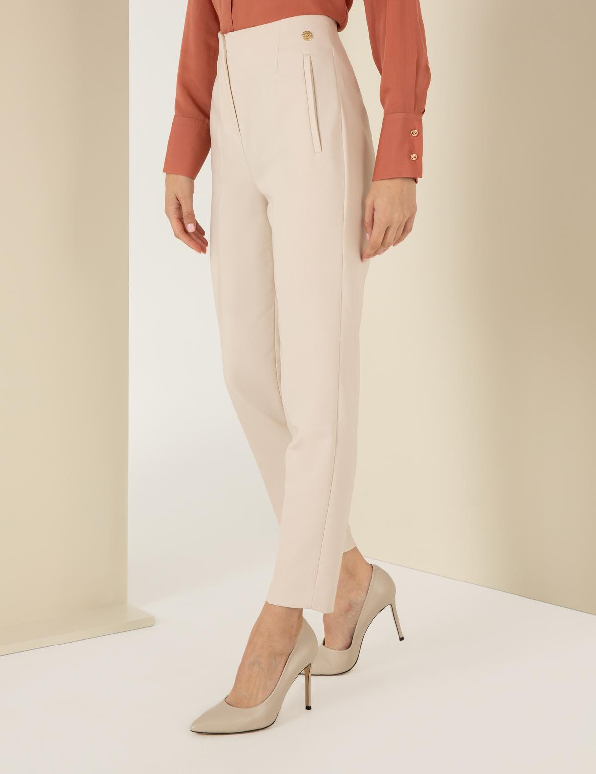 Krem Havuç Fit Kumaş Pantolon - 50261354018