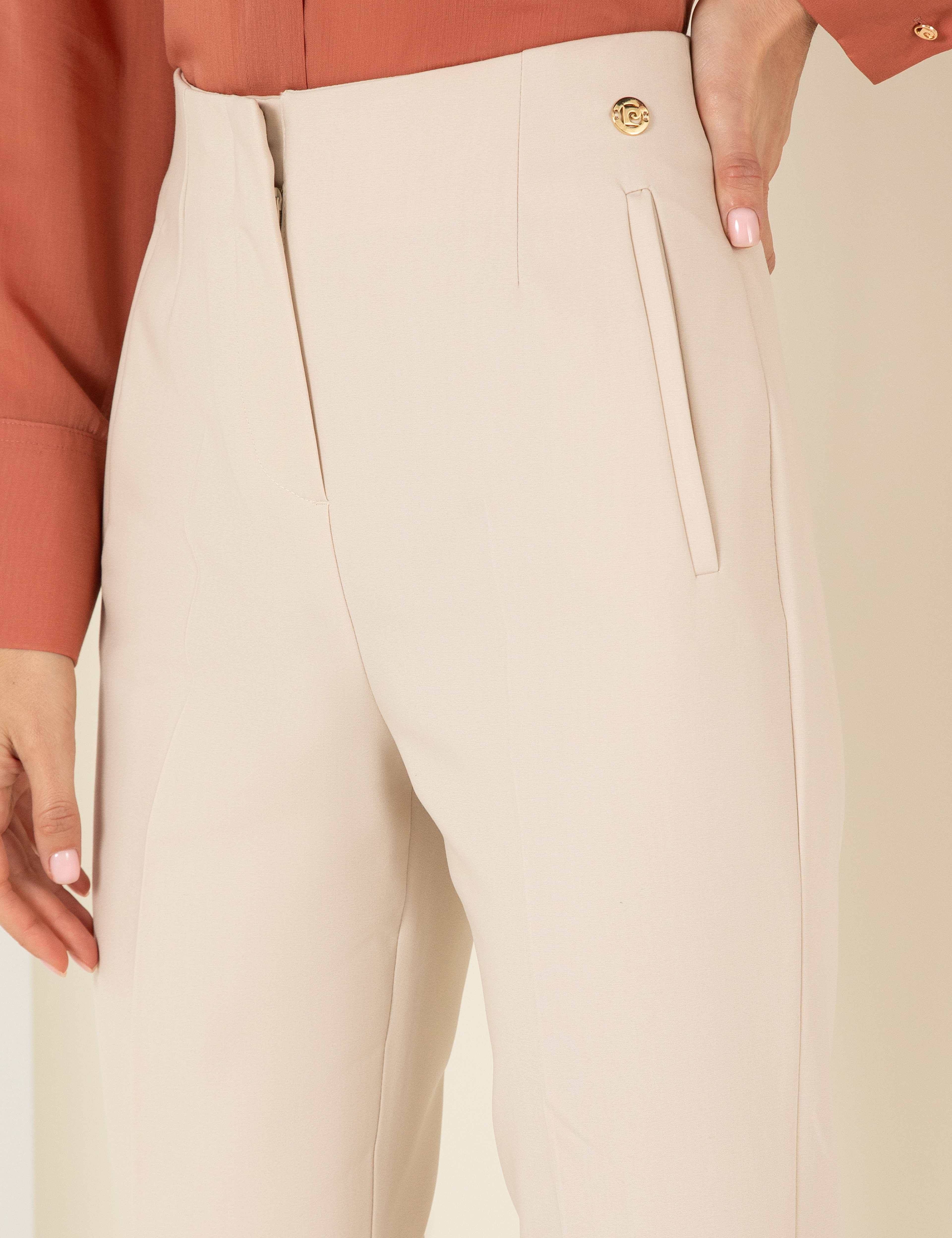 Krem Havuç Fit Kumaş Pantolon