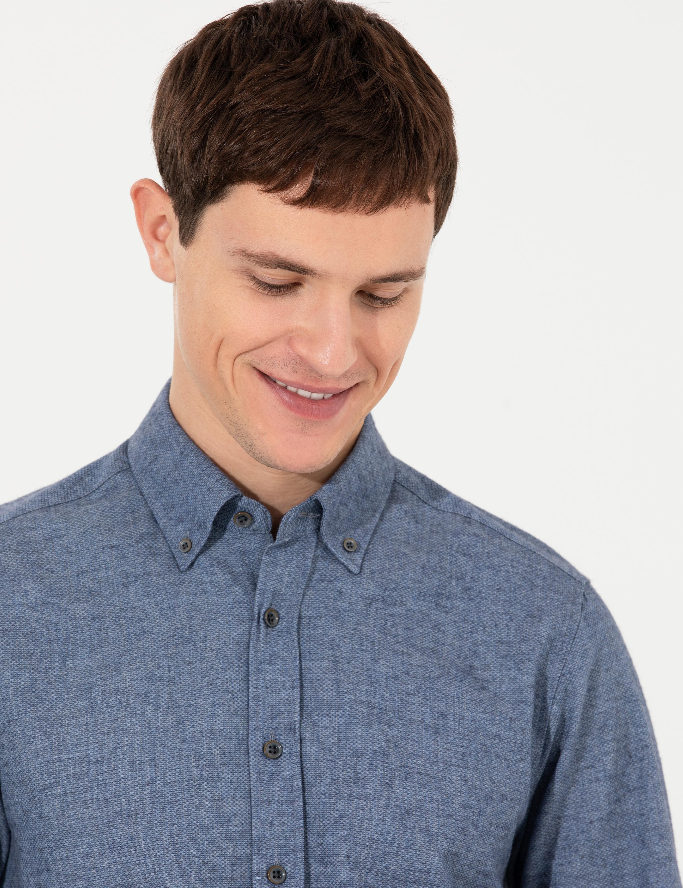 Mavi Slim Fit Uzun Kollu Gömlek