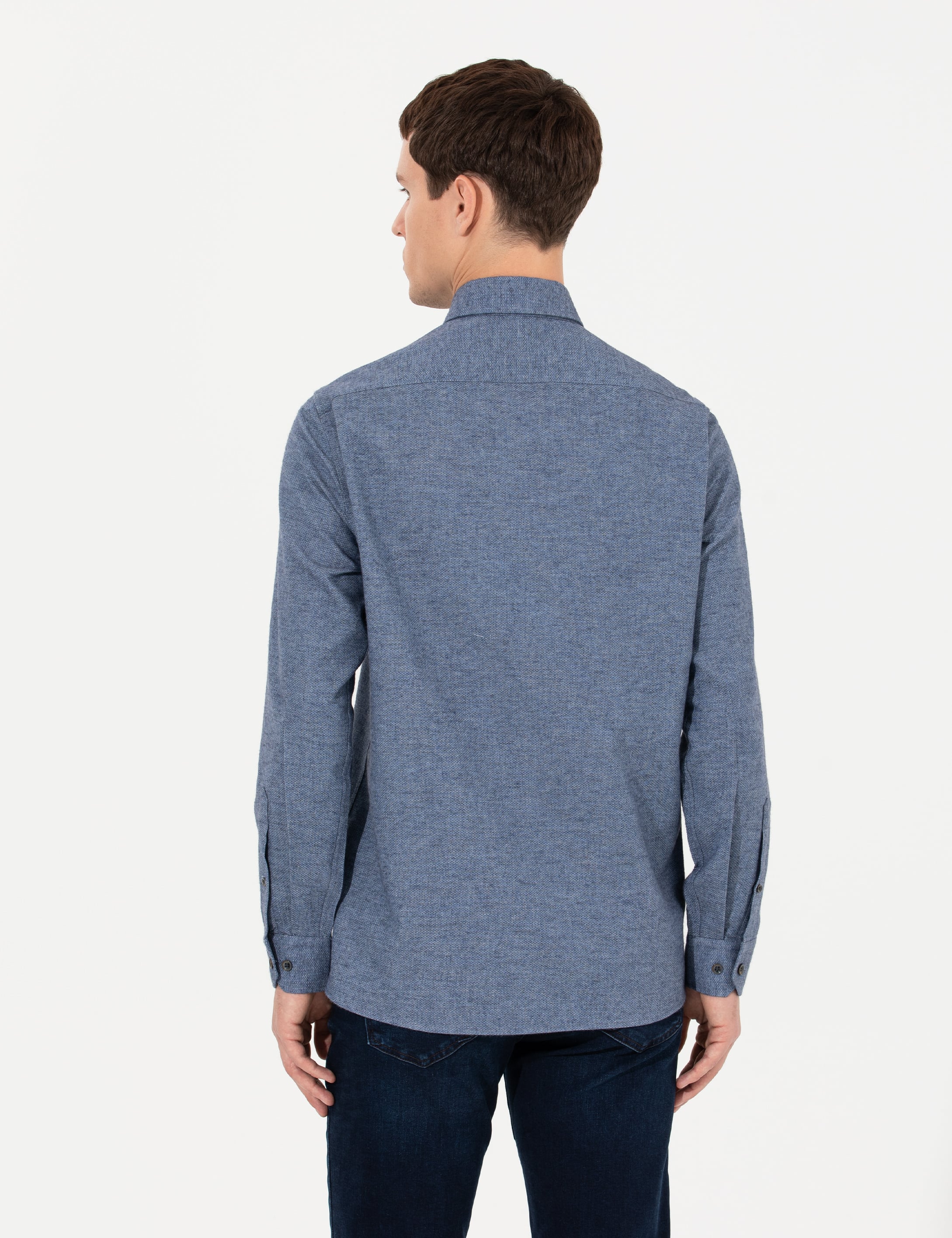 Pierre Cardin Mavi Slim Fit Uzun Kollu Gömlek görsel 5