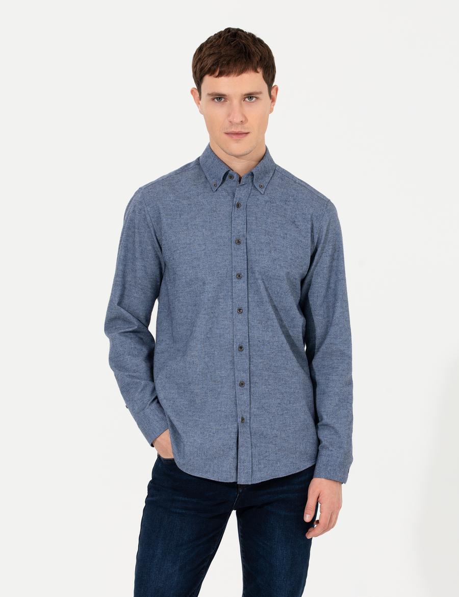 Mavi Slim Fit Uzun Kollu Gömlek