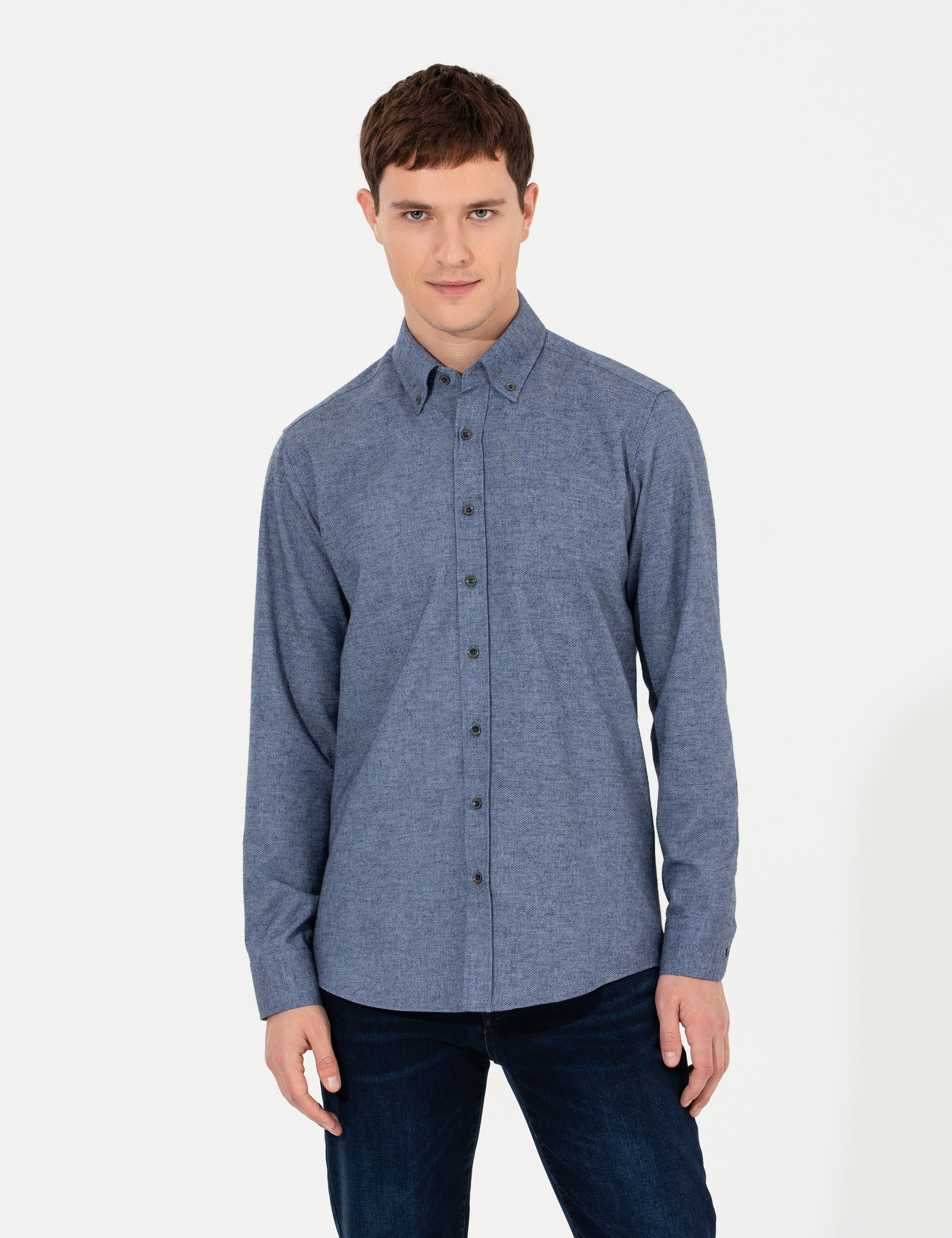 Pierre Cardin Mavi Slim Fit Uzun Kollu Gömlek görsel 4