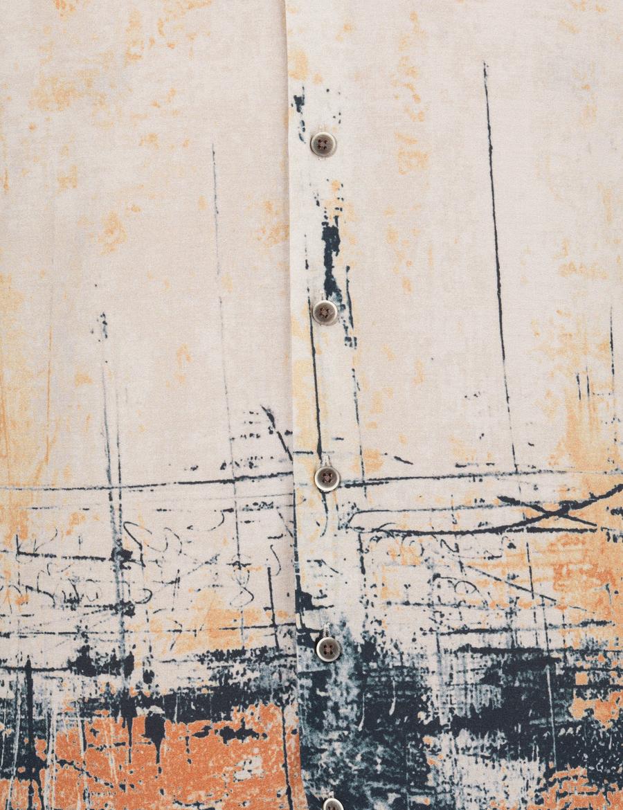 Bej Slim Fit Uzun Kollu Gömlek