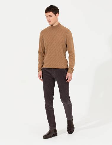 Koyu Gri Slim Fit Kadife Kanvas Pantolon