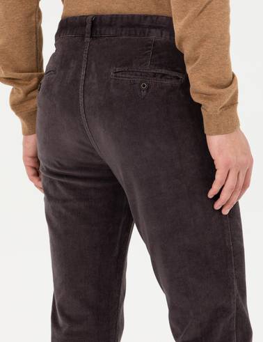 Koyu Gri Slim Fit Kadife Kanvas Pantolon