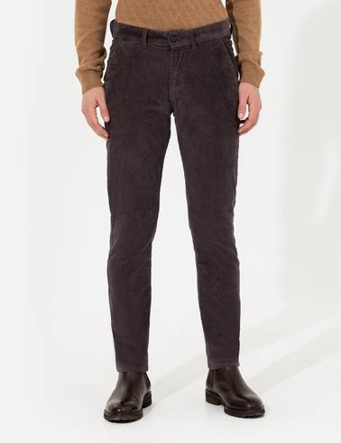 Koyu Gri Slim Fit Kadife Kanvas Pantolon
