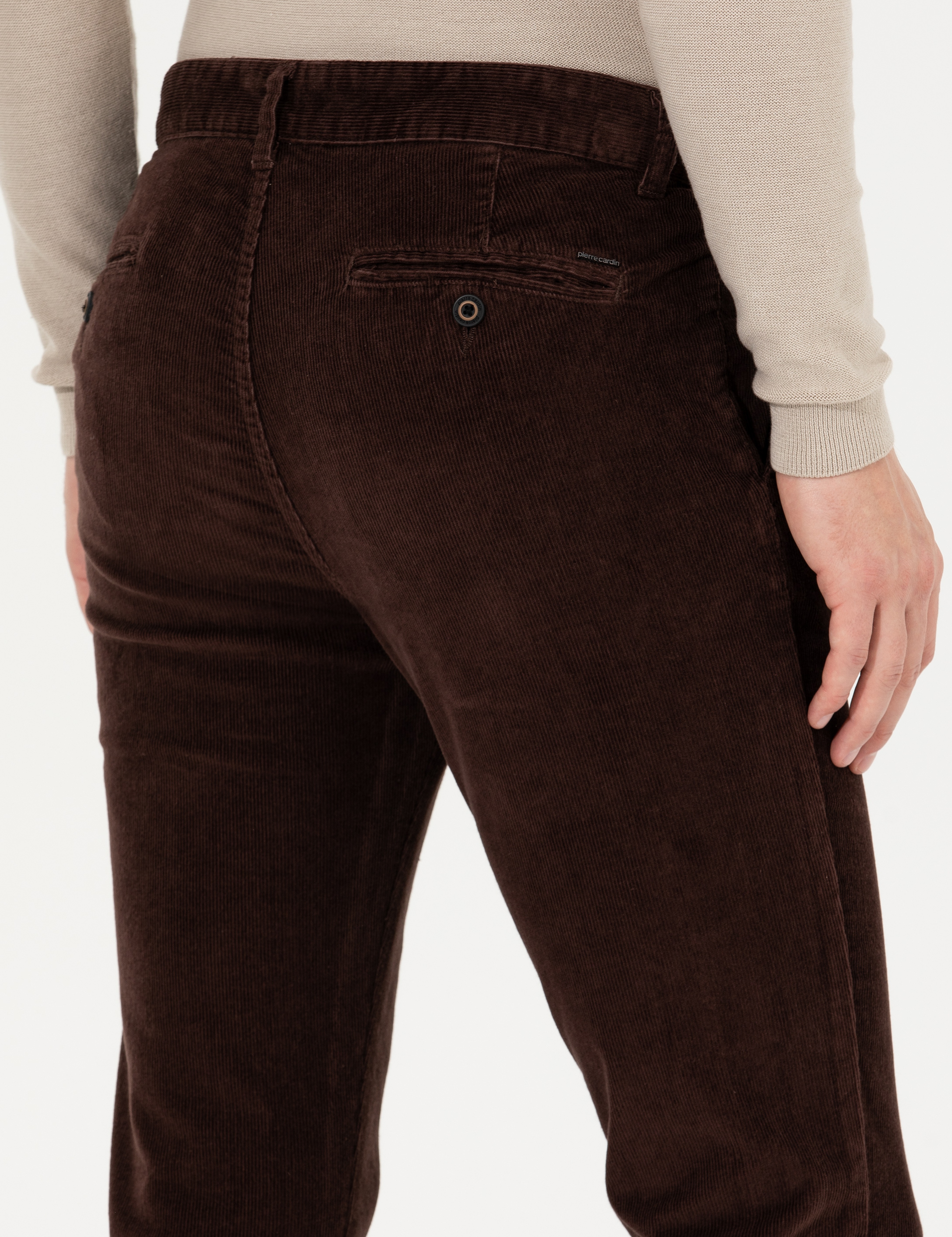 Koyu Kahverengi Slim Fit Kadife Kanvas Pantolon - Image 7