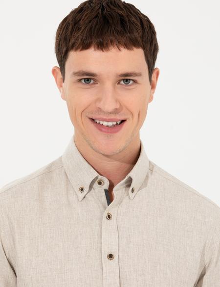 Bej Regular Fit Uzun Kollu Gömlek - 50259512007