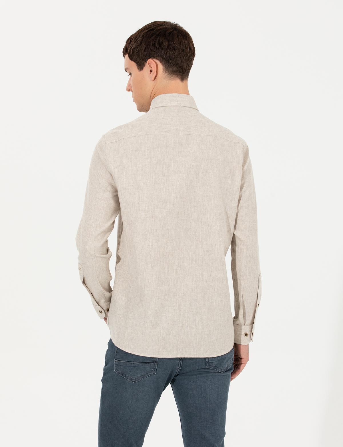 Bej Regular Fit Uzun Kollu Gömlek - 50259512007