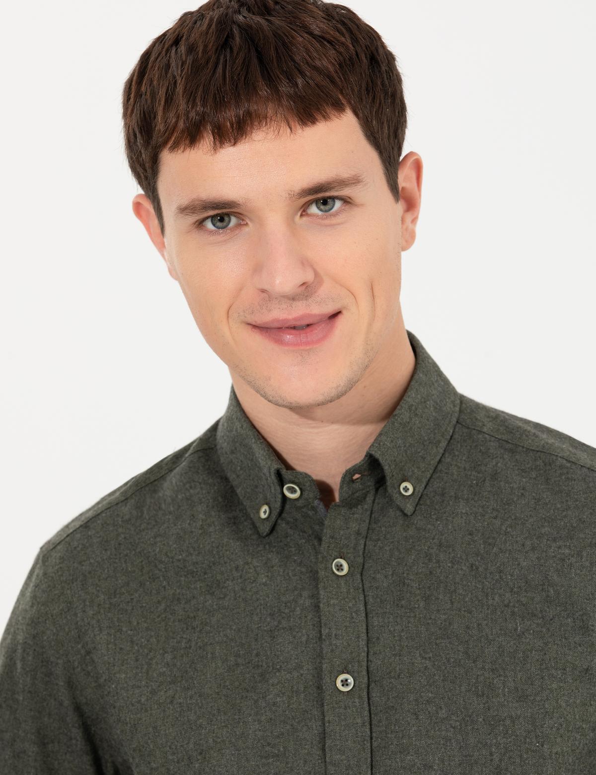 Haki Regular Fit Uzun Kollu Gömlek - 50259512030