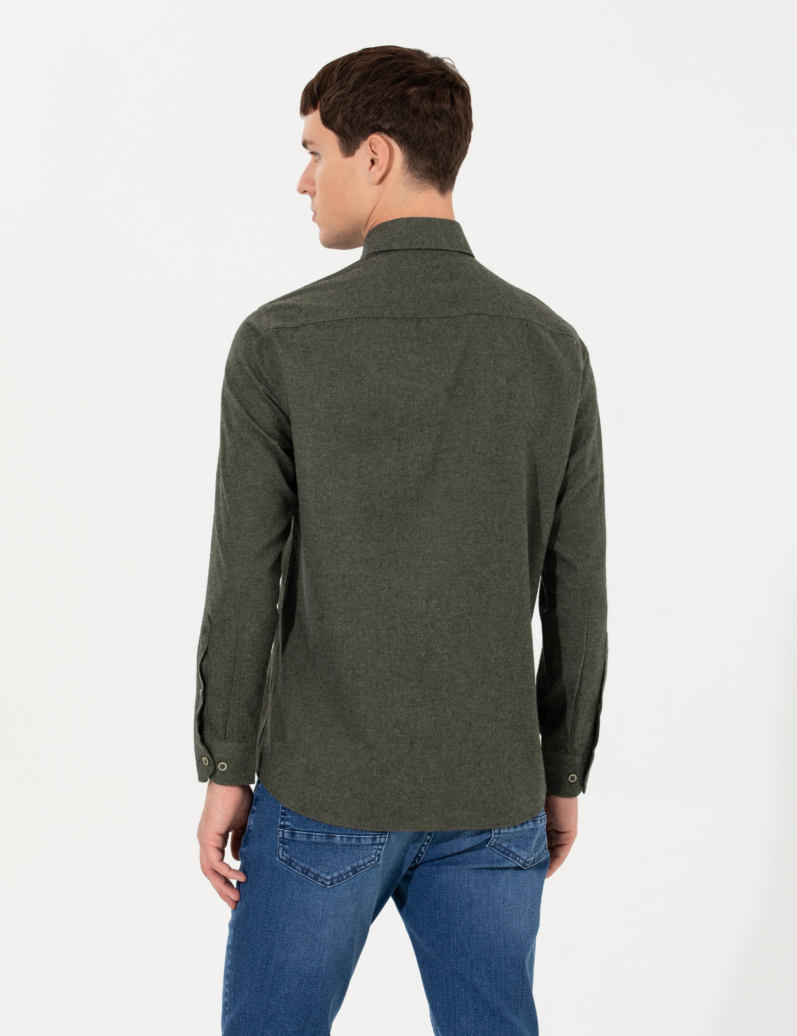 Haki Regular Fit Uzun Kollu Gömlek