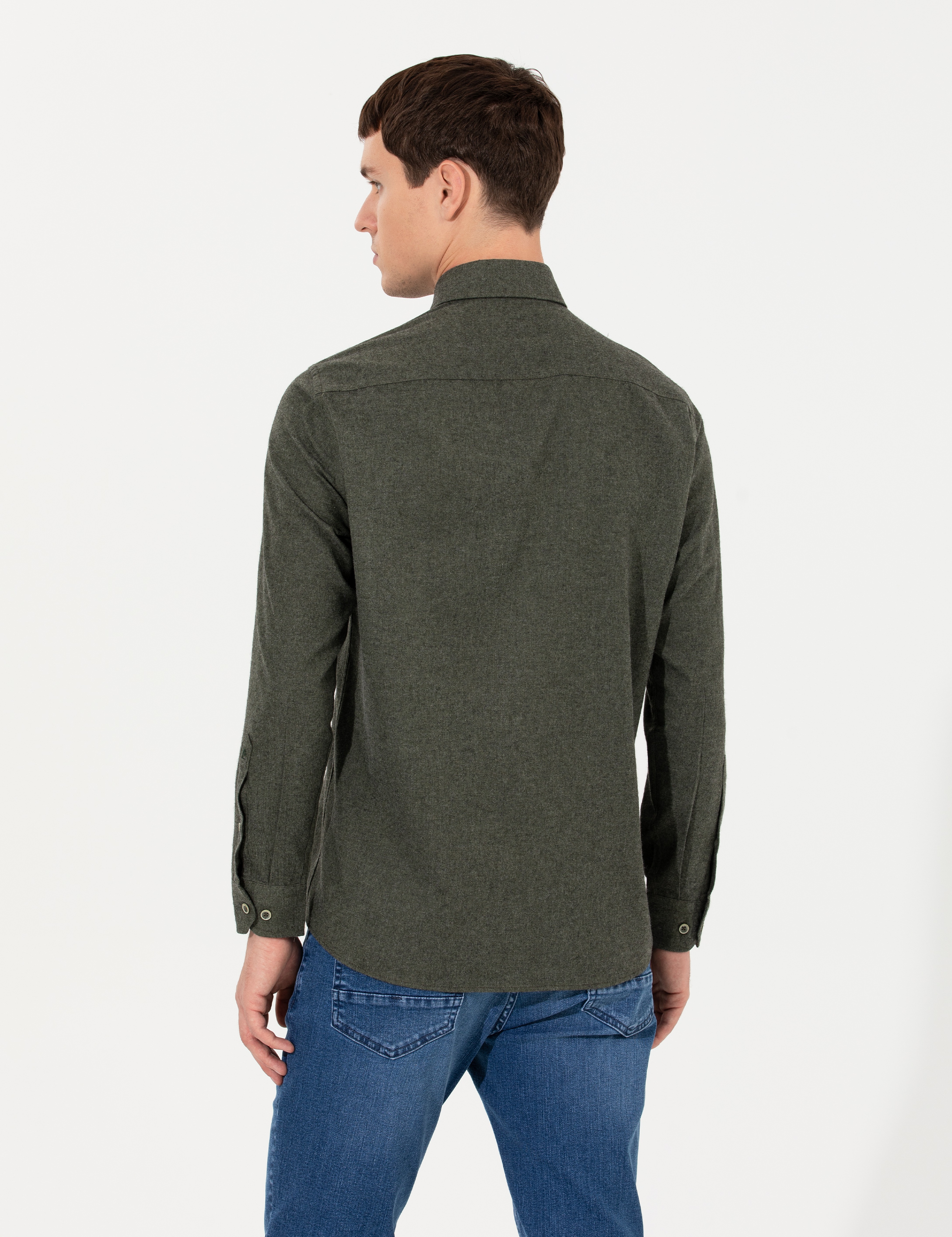 Haki Regular Fit Uzun Kollu Gömlek - Image 5