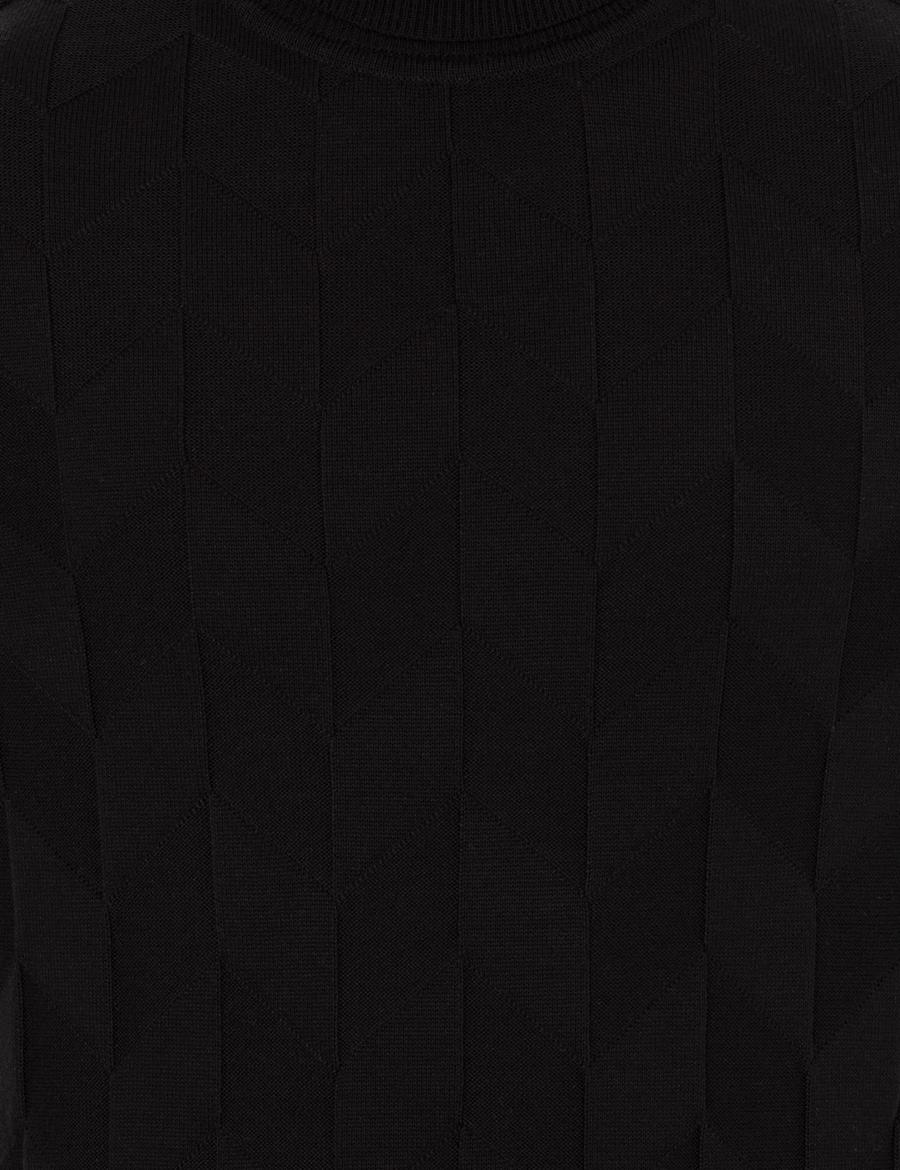 Siyah Slim Fit Balıkçı Yaka Triko Kazak