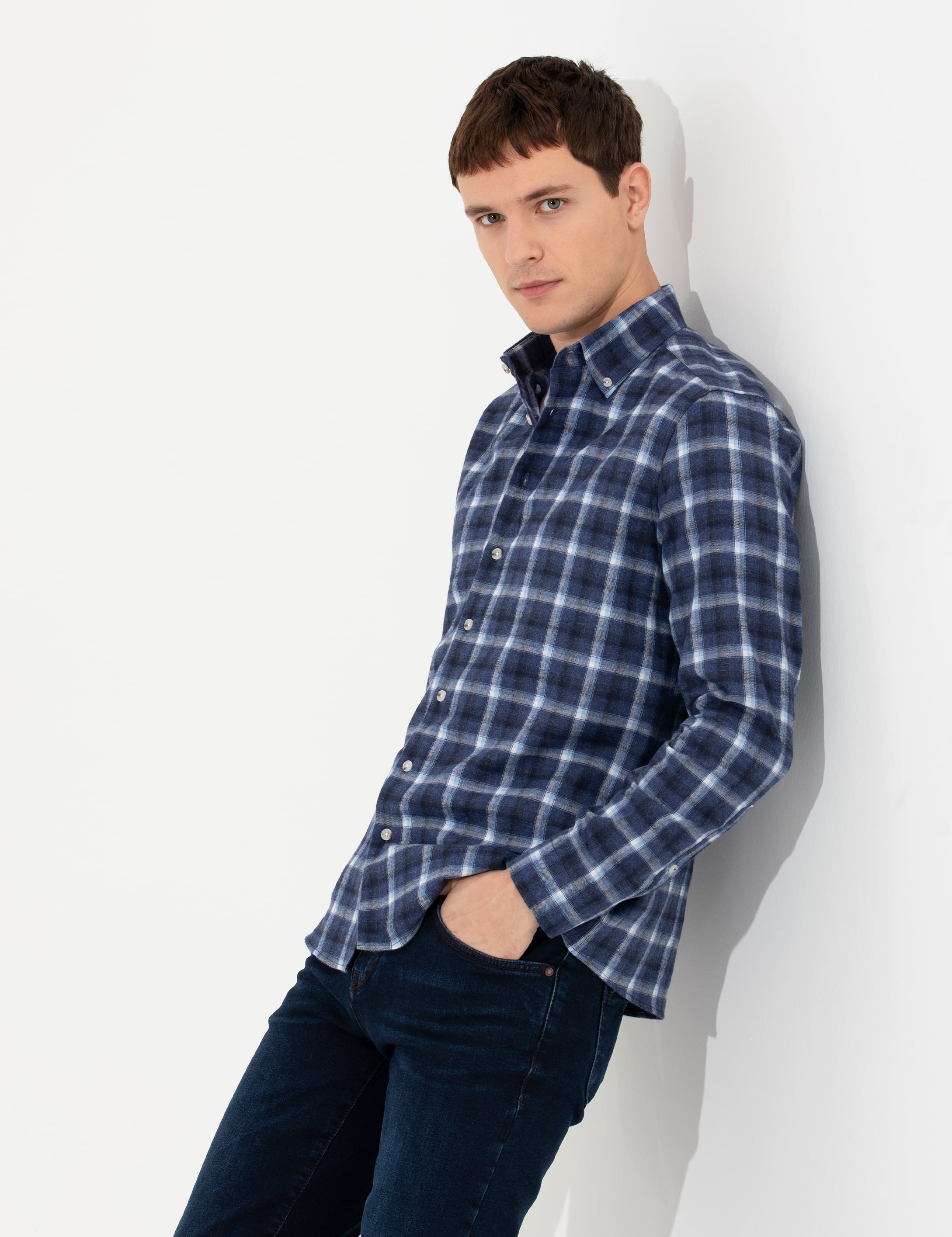 Pierre Cardin Lacivert Slim Fit Uzun Kollu Gömlek görsel 3