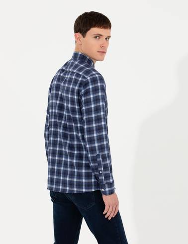Lacivert Slim Fit Uzun Kollu Gömlek