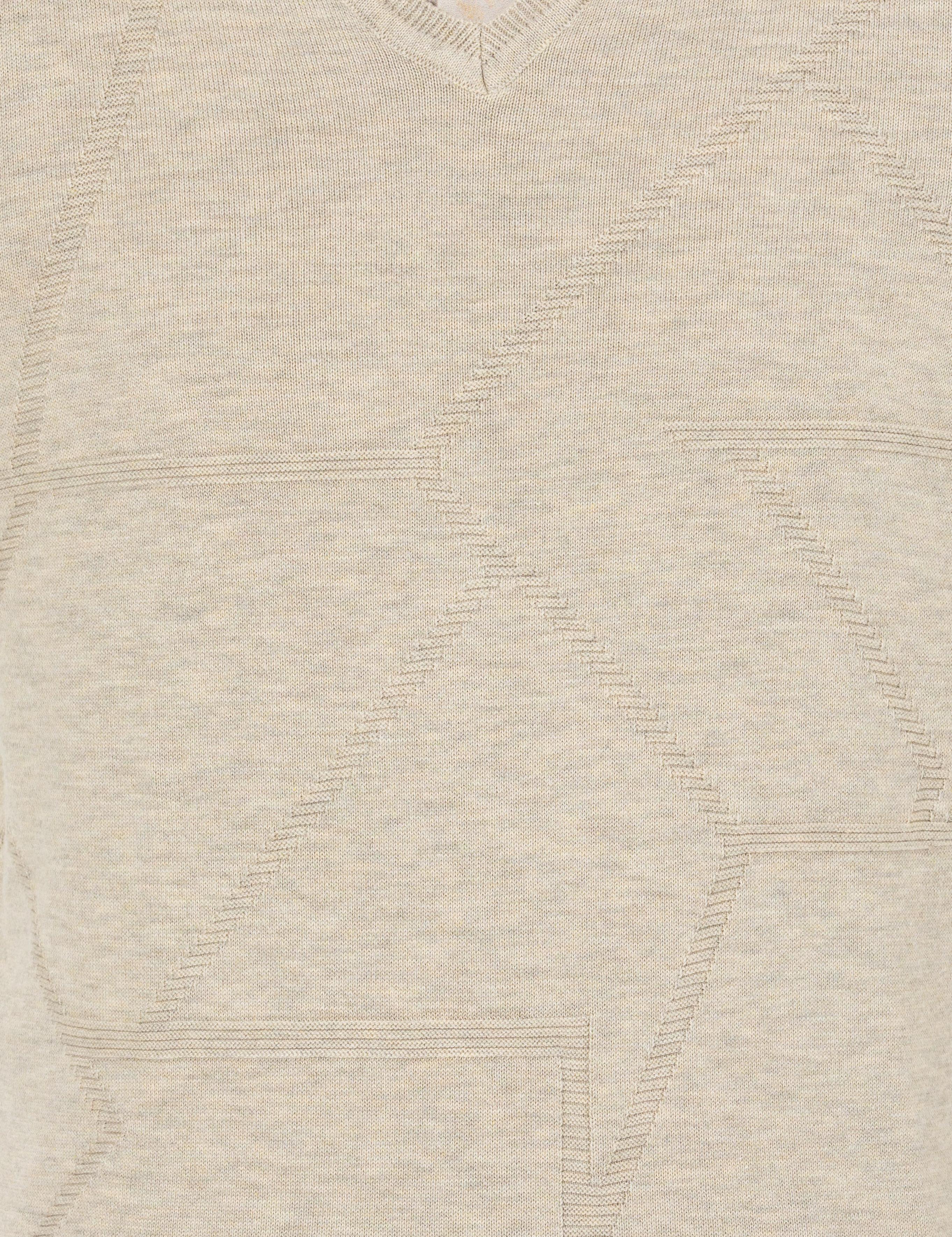 Kum Melanj Slim Fit V Yaka Triko Kazak